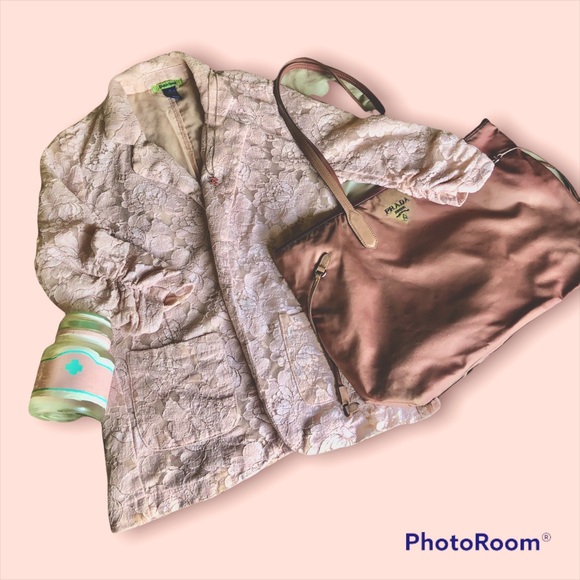 BARBIECORE Y2K VTG. Free Hug! Jacket Small Suit Pink Lace Lightweight BLAZER - Picture 3 of 10